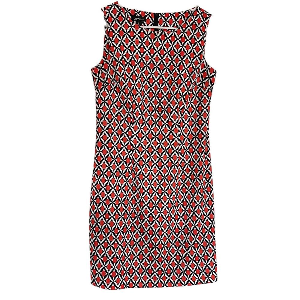 Alyx Dress 6 red mid century sheath style office blue atomic modern cocktail